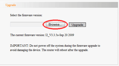 Browse for Firmware Upgrade File